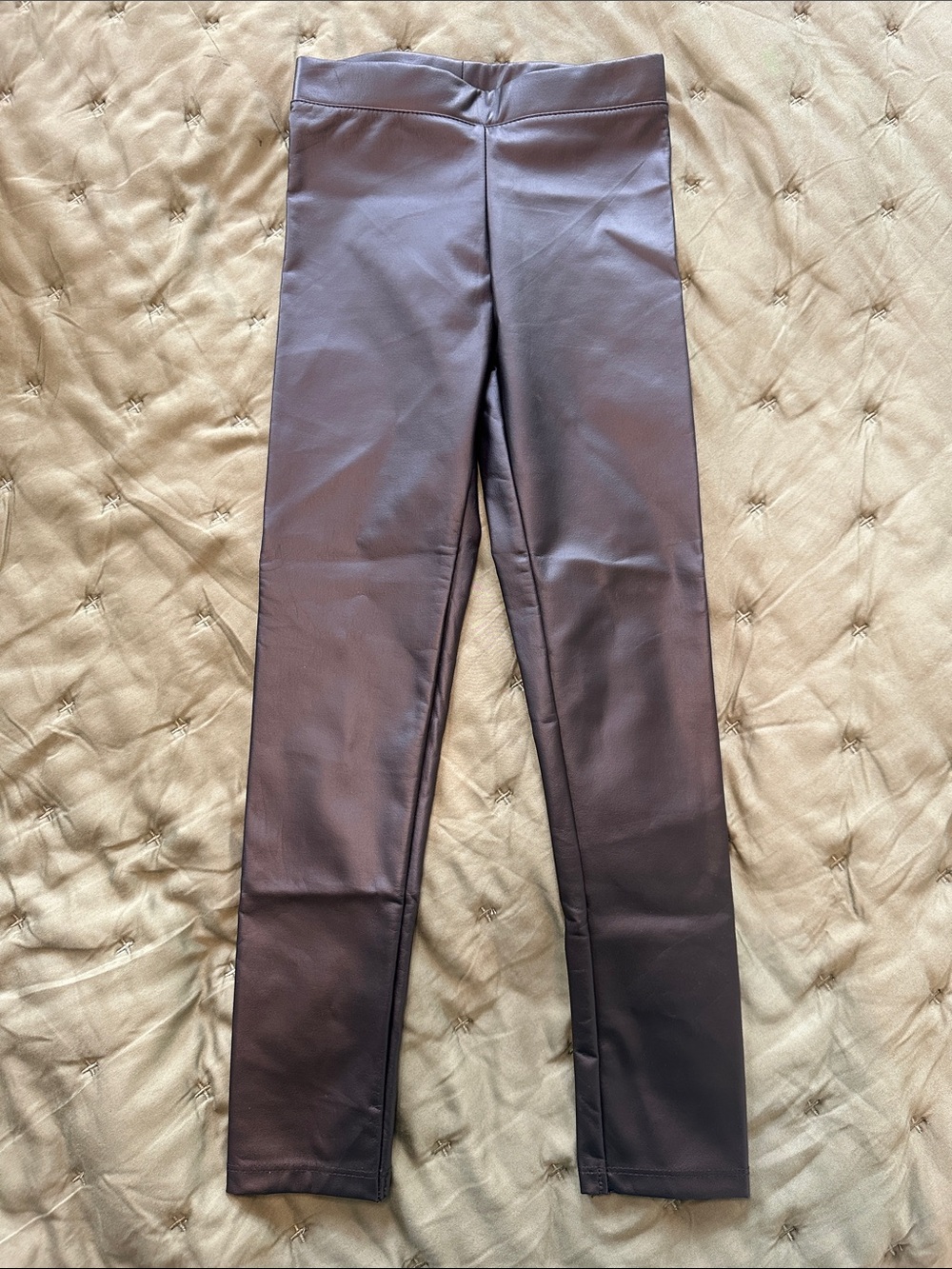 Faux Leather Girls' Leggings - black